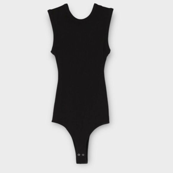 Agolde Sutton V-Back Bodysuit in Black Women’s Size L NWT - Picture 2 of 11